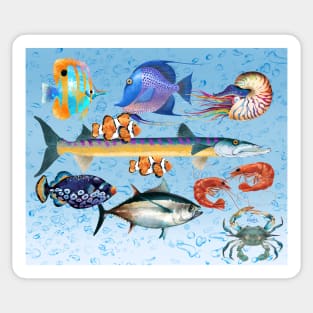 A School of Fish with Bubbles Sticker